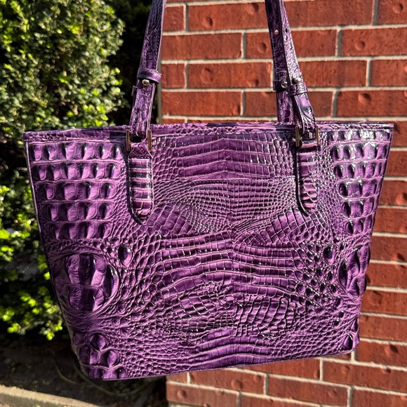Brahmin Medium Asher Tote Amethyst Purple Melbourne Croc Embossed Leather NWOT - Picture 14 of 15